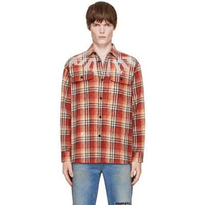Palm Angels Orange Big Neck Logo Loose Overshirt In Multi