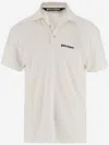 Palm Angels White Polo Shirt With Classic Collar And Logo On The Front In Orange