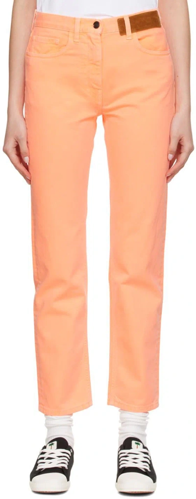 Palm Angels Orange Faded Jeans In Orange Fluo Brown