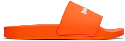 Palm Angels Logo-embossed Slides In Orange Fluo Or