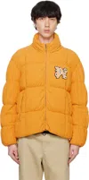 Palm Angels Orange Monogram Corduroy Down Jacket In Light Orange