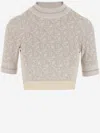 Palm Angels Monogram Cropped Top In Neutral