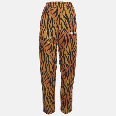 Pre-owned Palm Angels Orange Tiger Print Knit Side Stripe Detail Track Trousers Xl