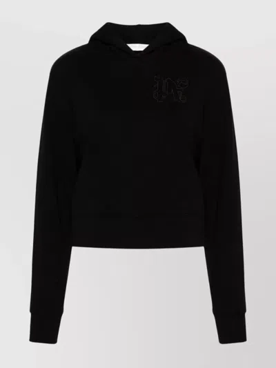 PALM ANGELS ORGANIC COTTON CROPPED LOGO HOODIE