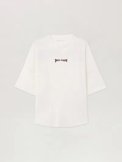 Palm Angels Outline Logo Over T-shirt In Brown