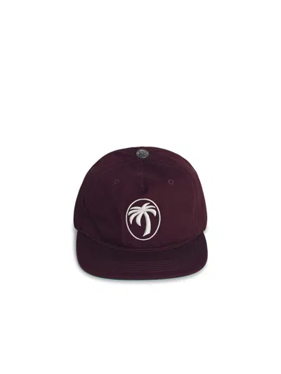 Palm Angels Oval Burgundy Cotton Cap In Bordeaux