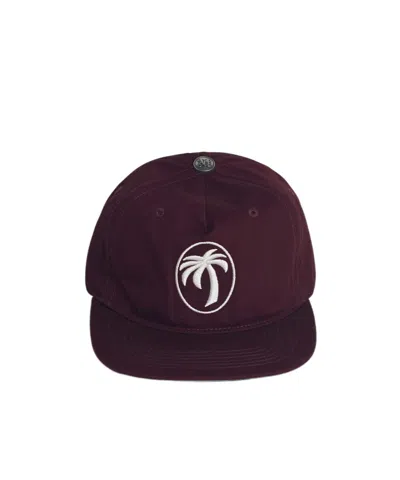 Palm Angels Oval Burgundy Cotton Cap In Red