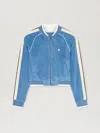 Palm Angels Oval Palm Chenille Track Jacket In 4003 Light Blue - Off White