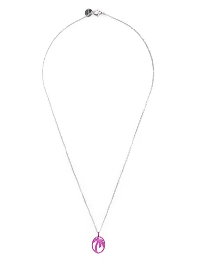 Palm Angels Oval Palm Necklace In Metallic