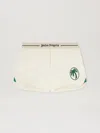 Palm Angels Off-white Oval Palm Sweat Shorts In 0357 Off White - Forest Green