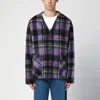 Palm Angels Over Shirt In Violet Check Wool In Purple