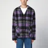 Palm Angels Over Shirt In Violet Check Wool In Viola