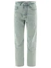 Palm Angels Belt Loops Faded Wash Five-pocket Trousers In Green