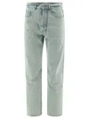 Palm Angels Belt Loops Faded Wash Five-pocket Trousers In Green