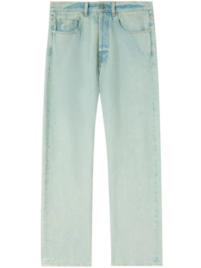 Palm Angels Overdye Logo Mini Denim Pants For Men In Blue