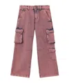 Palm Angels Overdye Wide-leg Cargo Denim Pants In Pink