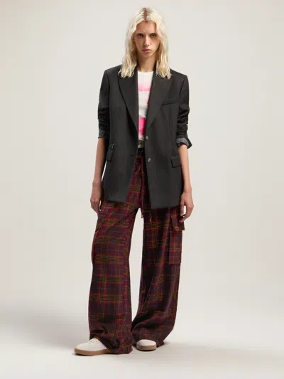 Palm Angels Overdyed Check Cargo Pants In Burgundy