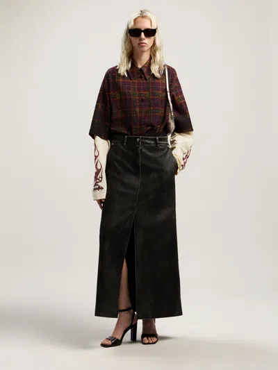 Palm Angels Overdyed Check Flames Shirt In Multi