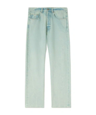 Palm Angels Overdyed Straight Leg Jeans In Green