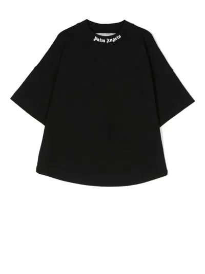 Palm Angels Kids' T-shirt Mit Logo-print In Black White
