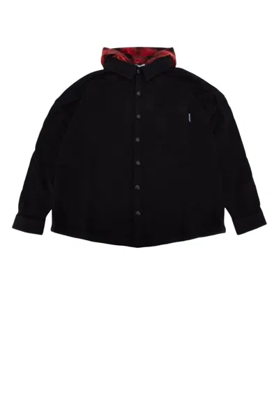 PALM ANGELS OVERLOGO FLEECE HOODED OS BLACK BLACK