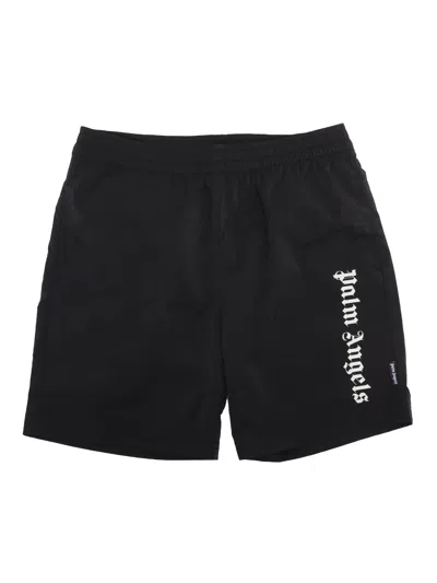 Palm Angels Kids' Overlogo Long Beachwear Short Black - Of