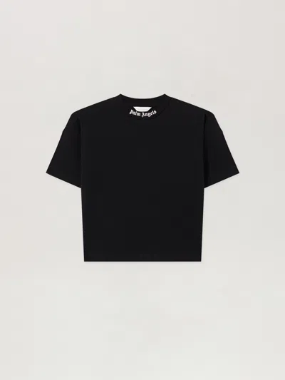 Palm Angels Kids' Overlogo Over T-shirt In Black