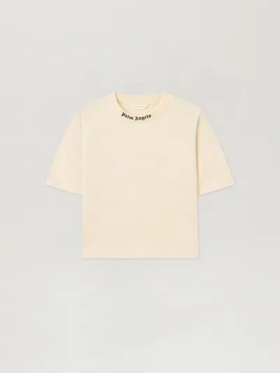Palm Angels Kids' Overlogo Over T-shirt In Neutral