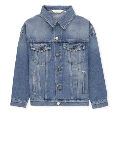 Palm Angels Kids' Overlogo Stone Jeans Jacket In Blue