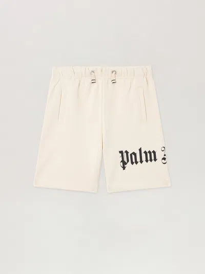 Palm Angels Kids' Overlogo Sweatshort In Neutral
