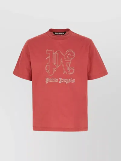 PALM ANGELS OVERSIZE LOGOED CHEST EMBROIDERY T-SHIRT