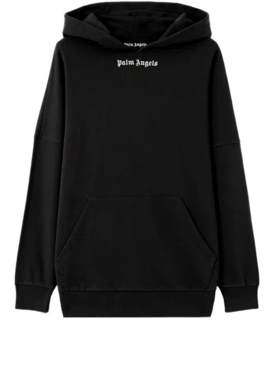 Palm Angels Oversized Black Hoodie With Iconic Logo Prints