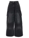 Palm Angels Oversized Cargo Denim Cargo Pants In Black