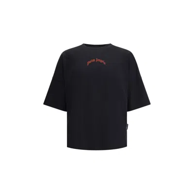 Palm Angels Curved Logo Over T-shirt In Black