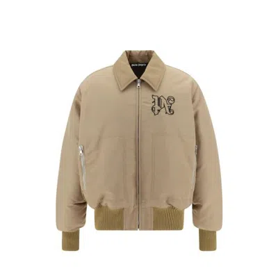Palm Angels Polyamide Bomber Jacket In Neutral