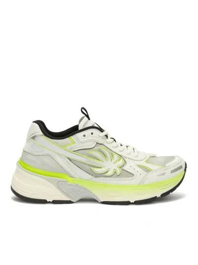 Palm Angels P4 Fluo Leather Sneakers In Yellow
