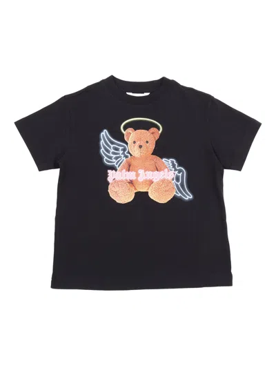 Palm Angels Pa Bear Angel T Shirt S/s Black Brown In Multi