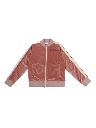 Palm Angels Kids' Pa Chenille Track Jkt Antique Rose Black In Brown