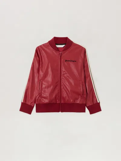 Palm Angels Kids' Pa Coated Track Bomber Jkt In Burgundy
