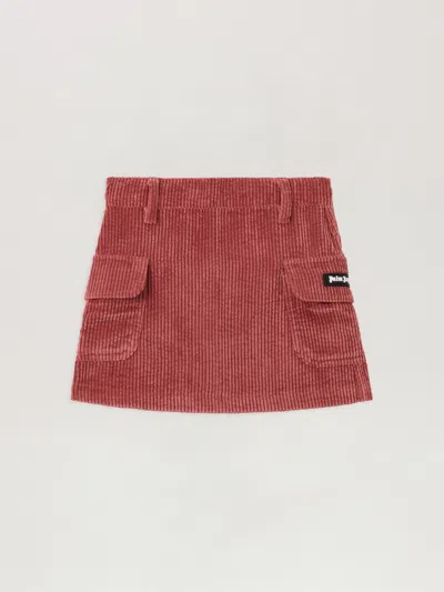 Palm Angels Kids' Corduroy Cargo Mini Skirt In Red
