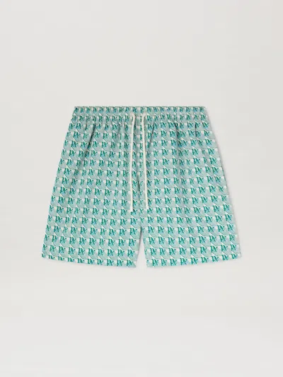Palm Angels Pa Diamond Swimshorts In 550b Green - Ivory