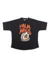 Palm Angels Pa Flames Shark Over T-shirt Black Orang In Black