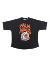 Palm Angels Pa Flames Shark Over T-shirt Black Orang In Black