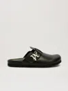 Palm Angels Black Leather Slippers