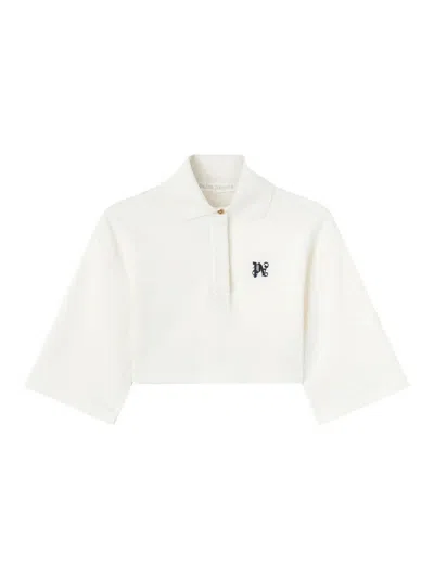 Palm Angels Polo Shirt With Monogram  Logo In White