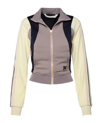 Palm Angels Pa Monogram Embroidered Colour-blocked Track Jacket In Lilac Multi