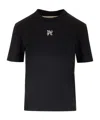 Palm Angels Black T-shirt With Embroidered Monogram In Black