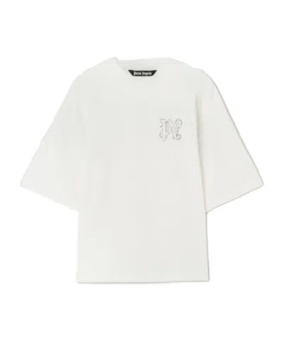PALM ANGELS PALM ANGELS PA MONOGRAM EMBROIDERED CREWNECK T-SHIRT
