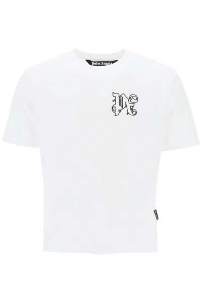 PALM ANGELS PA MONOGRAM EMBROIDERED T-SHIRT