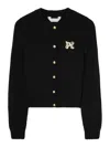 Palm Angels Monogram Embroidered Cardigan In Black